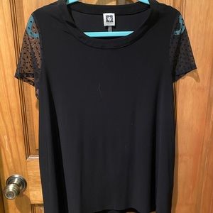 Anne Klein Black Short Sleeve Blouse